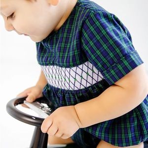 BEAUFORT BONNET Co.TODDLER BOY BRYANT BUBBLE OMPER NAVY PLAID SZ 18-24 MONTH NWT